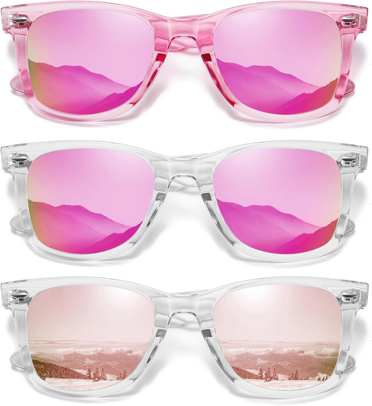 Retro Polarized Sunglasses for Women Men Classic Mirror Lens Driving Trendy Sun Glasses UV Protection (3 Pack)