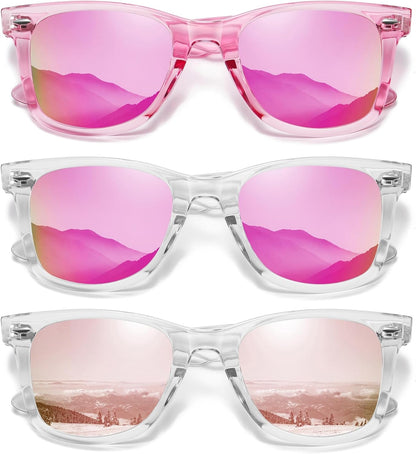 Retro Polarized Sunglasses for Women Men Classic Mirror Lens Driving Trendy Sun Glasses UV Protection (3 Pack)