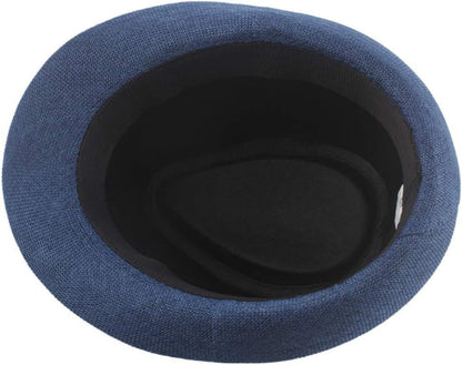 Straw Fedora Hat for Men Panama Trilby Hat Short Brim Hat with Black Band Summer Sun Hat for Men Women