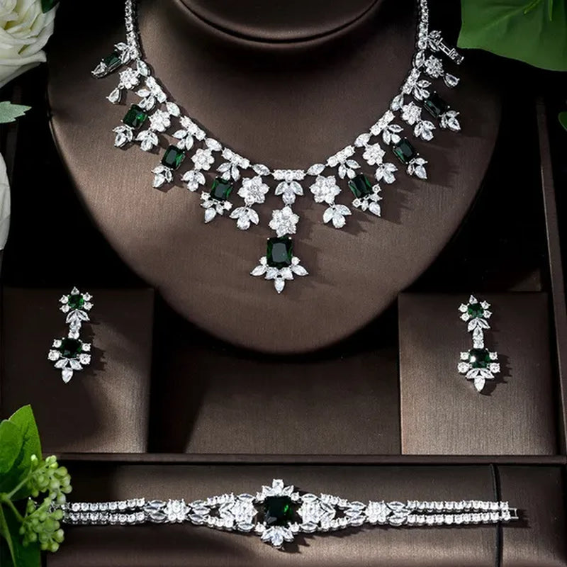 CANDICE Luxury Brilliant Citrine Bridal Wedding Party Jewelry Set for Brides Pave Yellow AAA CZ Stone Flower Drop Dangle Earrings Necklace Bracelet Sets