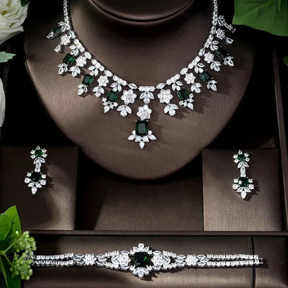 CANDICE Luxury Brilliant Citrine Bridal Wedding Party Jewelry Set for Brides Pave Yellow AAA CZ Stone Flower Drop Dangle Earrings Necklace Bracelet Sets