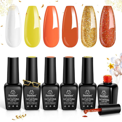 Nail Set 6 Colors Sandstorm Collection Nude Pink Peach Brown Natural Manicure Kit Soak Off Uv Led Lamp Needed for Women Gift Diy Home