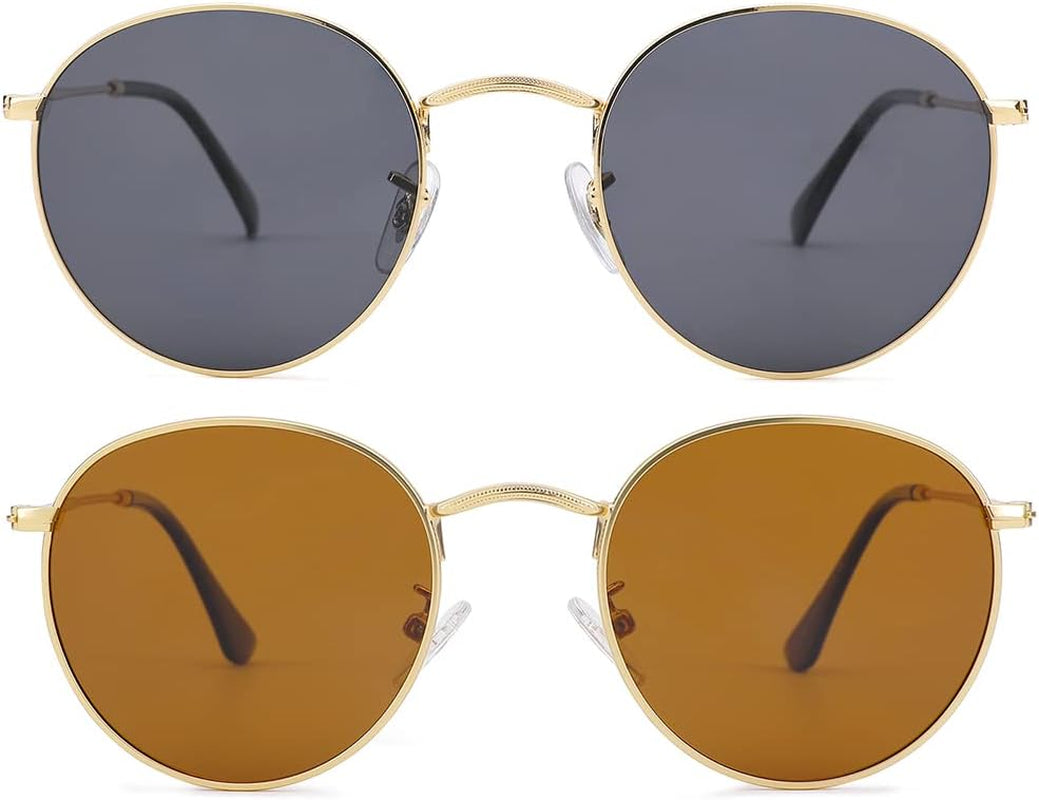 Small Round Metal Polarized Sunglasses for Women Retro Designer Style