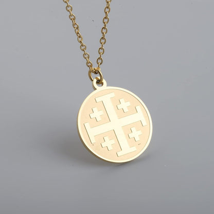 Religious Jewelry Cross Disc Pendant Necklace Greek Orthodox Jewelry