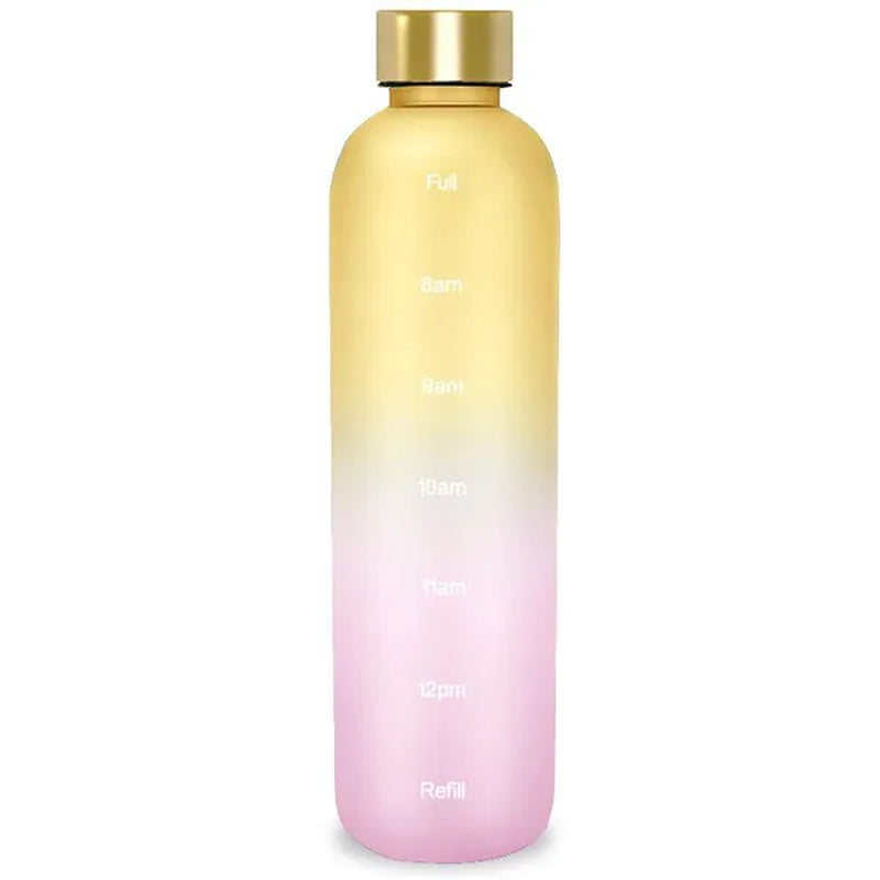 Water Bottle with Time Marker, 32oz Motivational Water Bottle, Reusable Spill-Proof Frosted Plastic Water Bottle for Gym, Sports, Travel, Fitness, School and Work