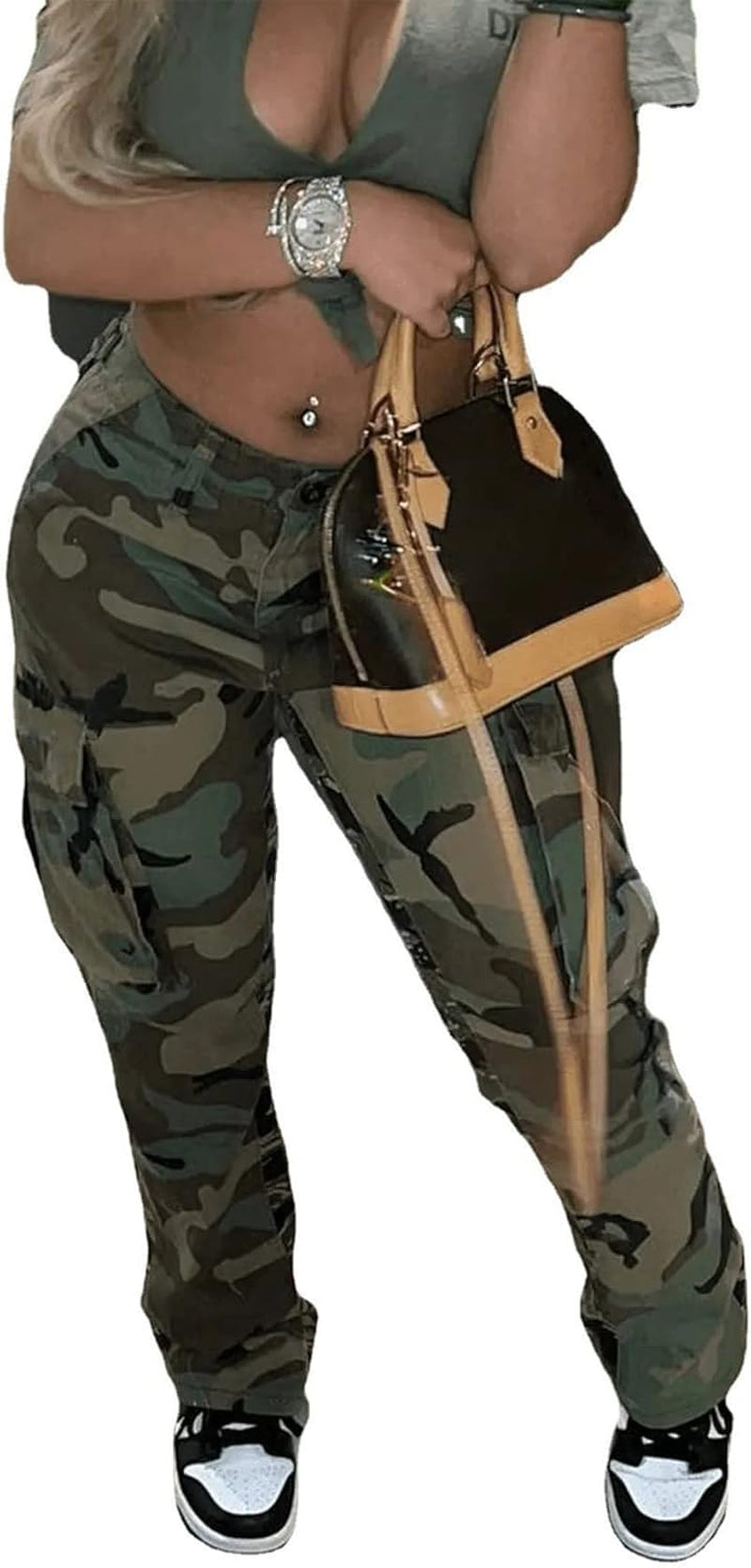 Cargo Camo Sweatpants for Women Army Fatigue Baggy Camouflage Military Joggers Trousers Streetwear
