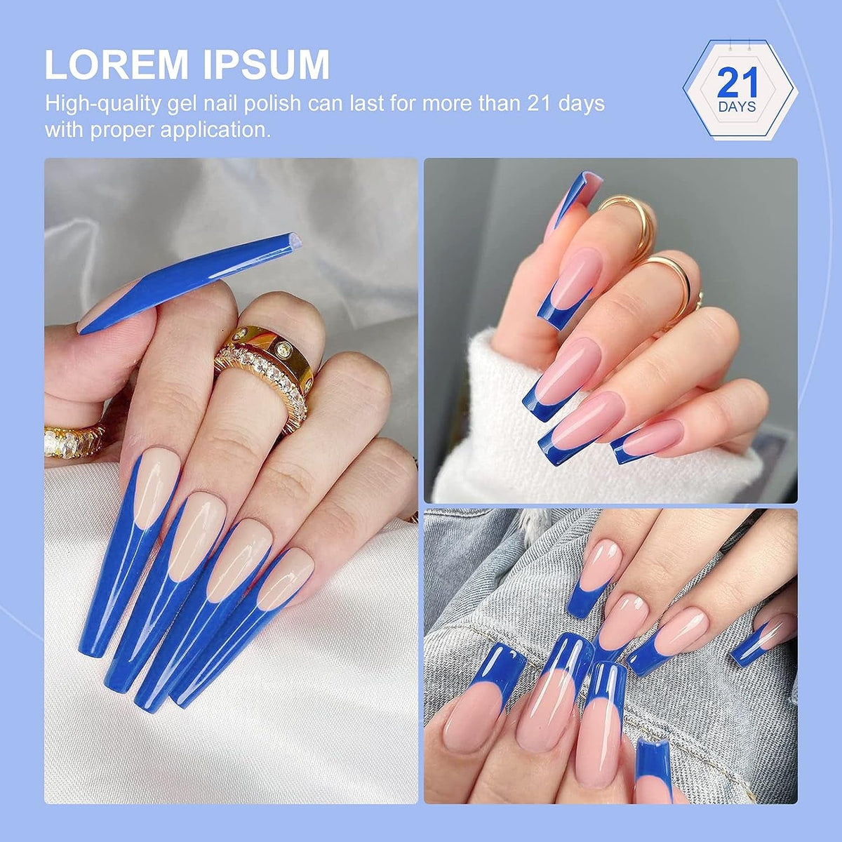 French Gel Nail Polish - 1PC 10ML Blue Gel Polish U V LED Soak Off Gel Quick French Manicure Gel Polish Nail Salon DIY Home for Starters Professionals Party