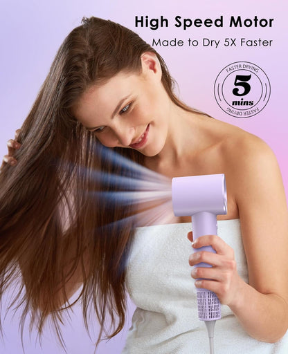 Hair Dryer, Negative Ionic Hair Dryer, High-Speed Blow Dryer with 110, 000 RPM Brushless Motor, Fast Drying Lightweight Travel Hairdryer, Low Noise Home Hair Dryer with Smooth Nozzle