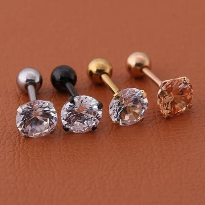 2Pcs/Set Earrings Diamond stud earrings women Fashion bone ear studs set 3mm,4mm,5mm,6mm