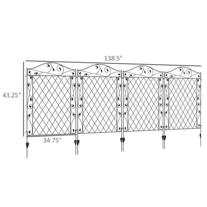 138.5 In. Metal Flower Garden Fence