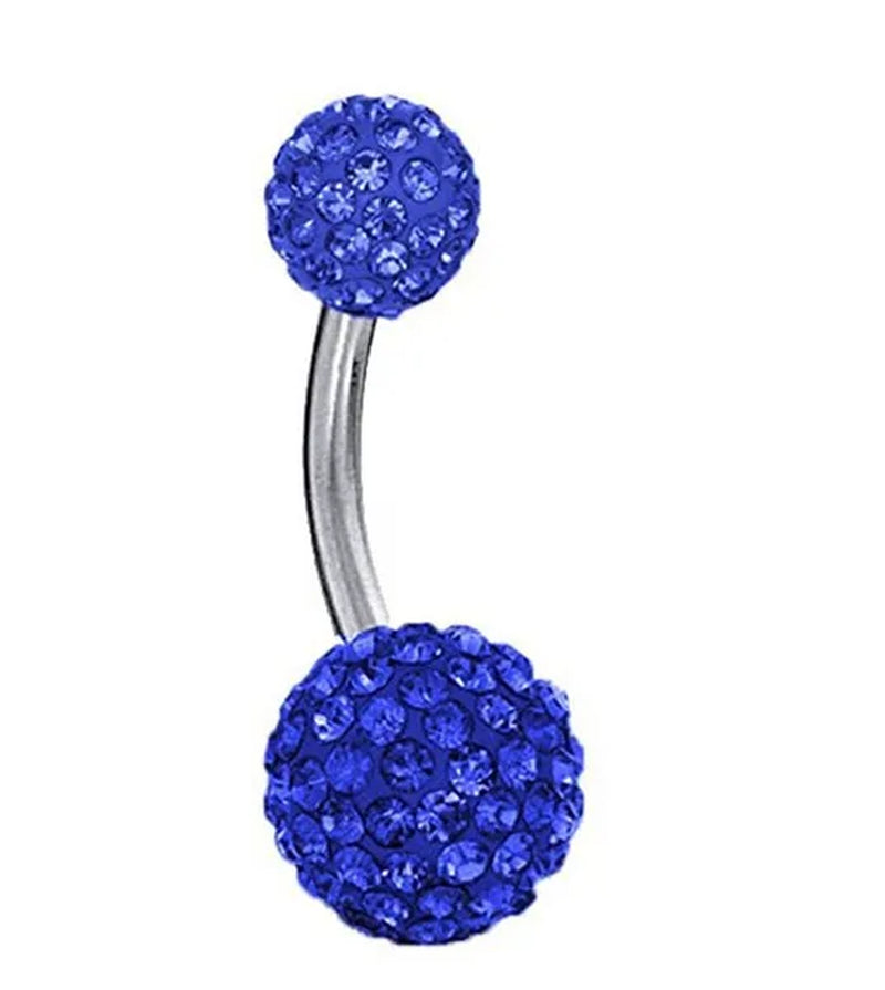 2016 Big Sale 8mm&5mm Crystal Disco Ball Imbue Diamond  316L medical steel material Stainless Steel Belly Button Navel Ring Body Piercing
