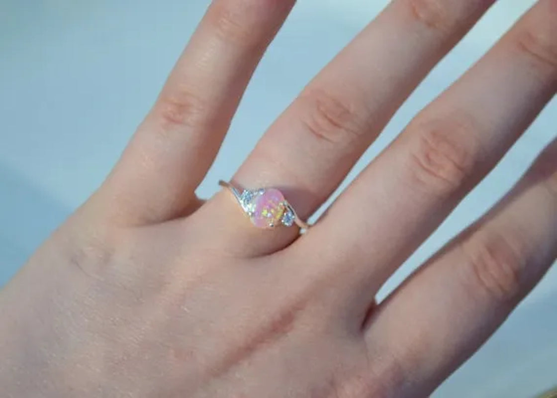 Exquisite Women wedding Jewelry Oval Cut Opal Jewelry Birthday Proposal Gift Bridal Engagement Party Band Rings Size 5 - 11