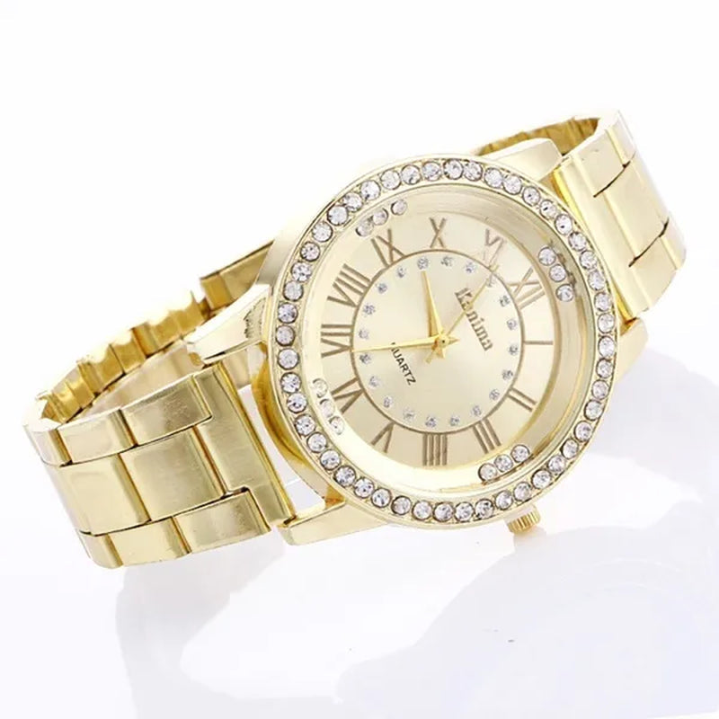 Luxury Brand Ladies Quartz Watches Women Full Diamond Rose Watch Gold Fashion Watch for Gift Clock Reloj Mujer Montre Femme