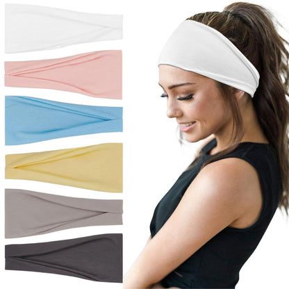 Fashion Headbands for Women Wide Headband Yoga Workout Head Bands Hair Accessories Band 6 Pack