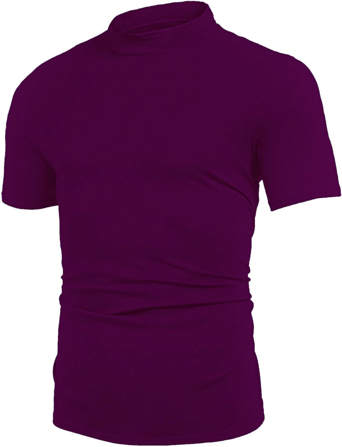 Mens Casual Turtleneck Mock Neck T Shirt Slim Fit Short Sleeve Summer Basic Tops