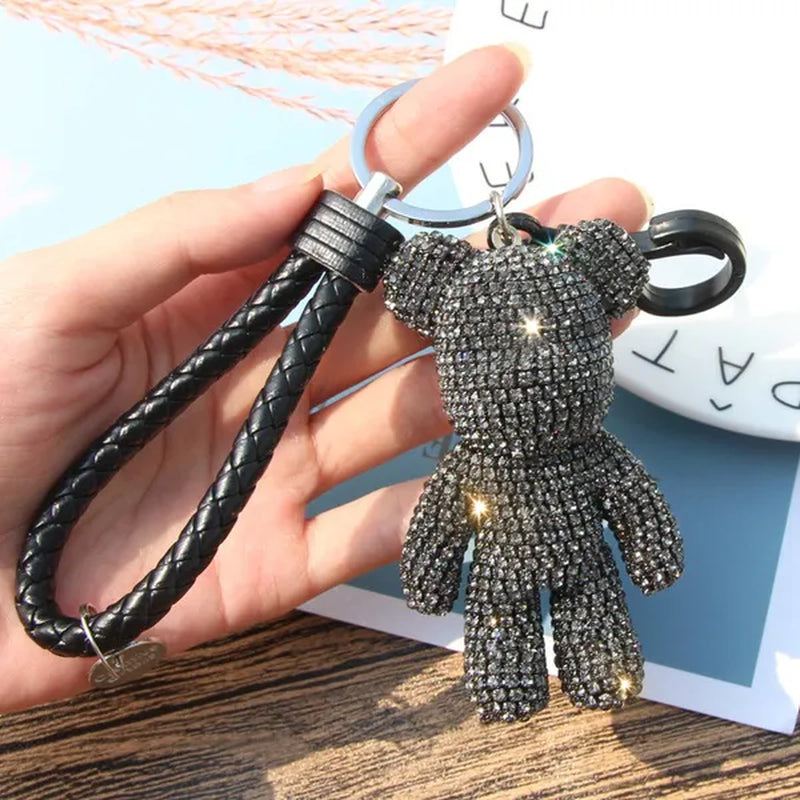 Shiny Full Diamond Diamond Bear, Bear Doll Car Keychain Cute Bear Bag Pendant