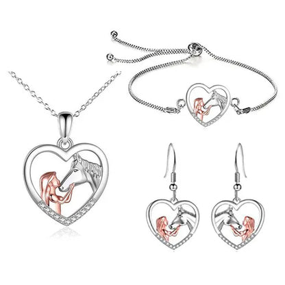 1/2/3pcs Funny Cute Horse Unicorn Pendant Necklace 925 Sterling Silver Necklace Earrings Bracelet Chain Jewelry Set For Women Girls Birthday Gifts