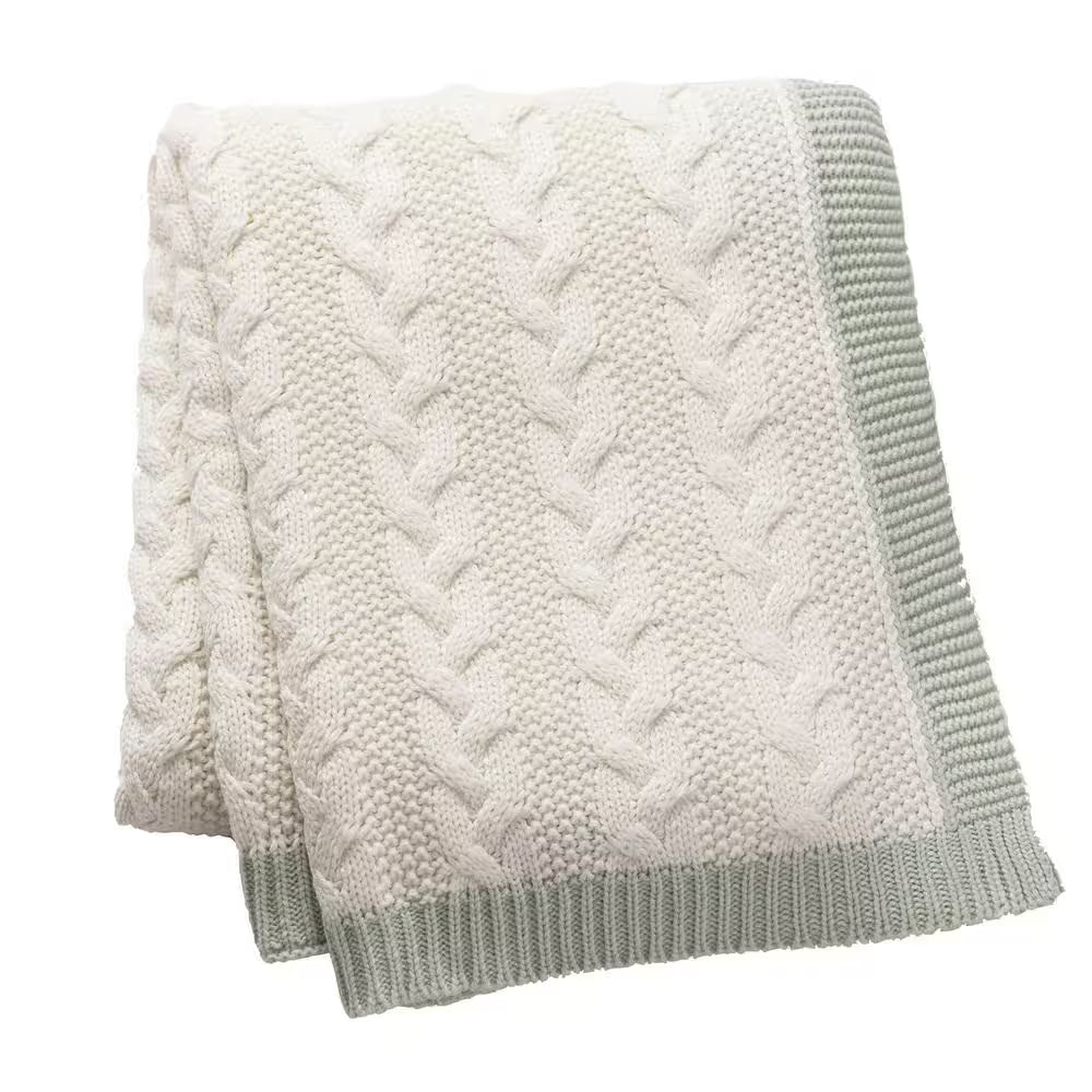 Off-White 100% Acrylic Aromatherapy Peppermint Scented Cable Knit 50 In. X 60 In. Throw Blanket