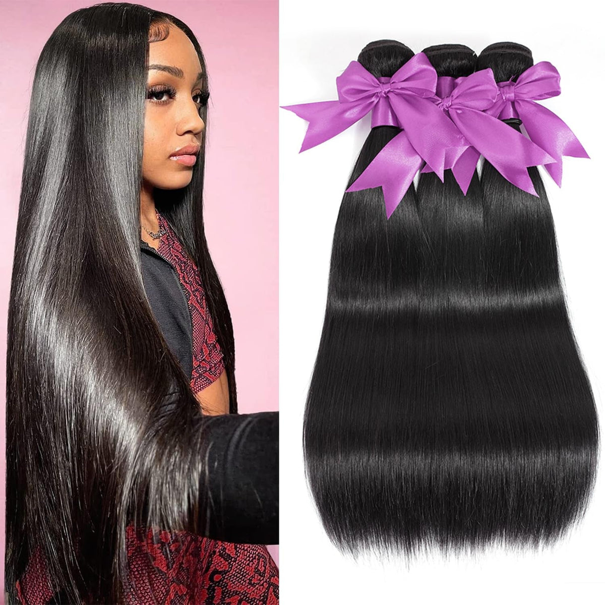 12A Human Hair Bundles 18 20 22 Inch Straight Bundles Human Hair 100% Unprocessed Brazilian Virgin Weave 3 Bundles Deals Thick & Tangle Free…