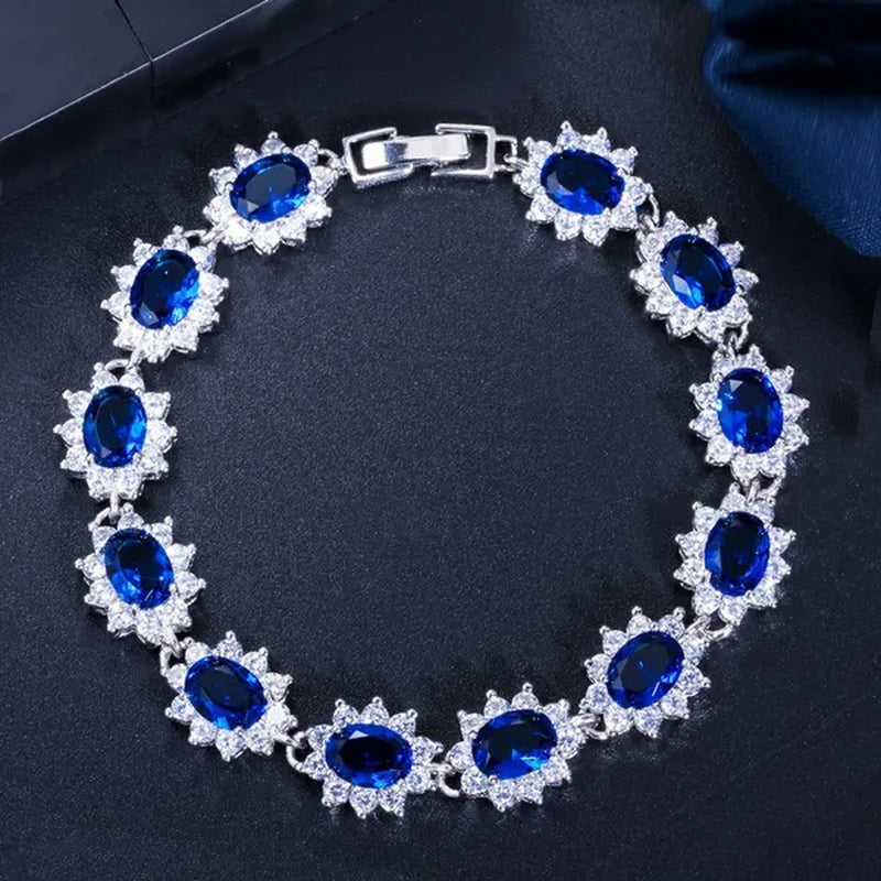 CANDICE 2023 New Fashion Women Silver Jewelry With Multicolor Crystal and CZ Bracelets Bangles 18cm