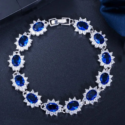 CANDICE 2023 New Fashion Women Silver Jewelry With Multicolor Crystal and CZ Bracelets Bangles 18cm