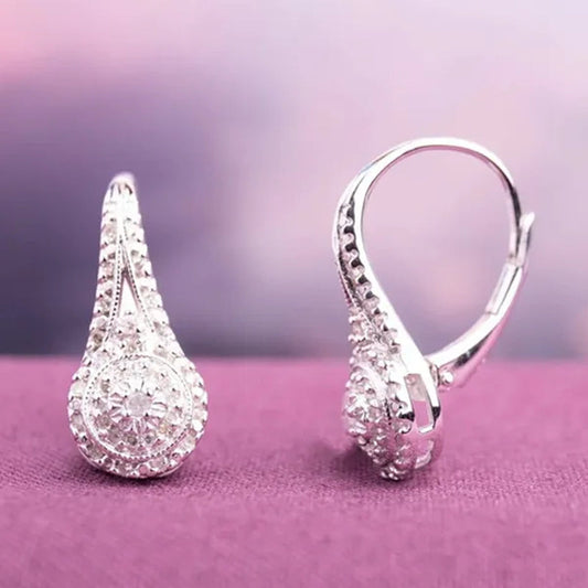 Women Elegant Micro Pave Round Cut Diamond Hoop Huggies Earrings Party Daily Engagement Birthday Gifts Jewelry