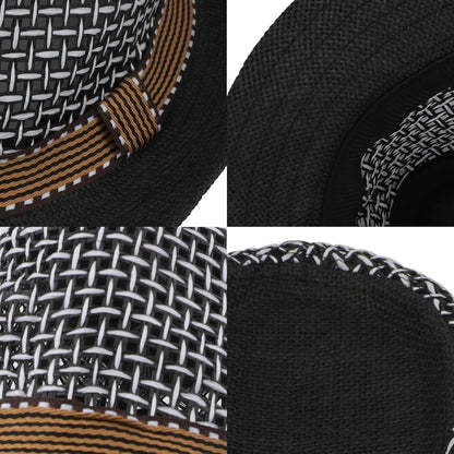 Mens 1920S Panama Fedora Hat Women Summer Mesh Straw Sun Hat Short Brim Cuban Trilby Derby Jazz Cap Packable Beach Dad Hat