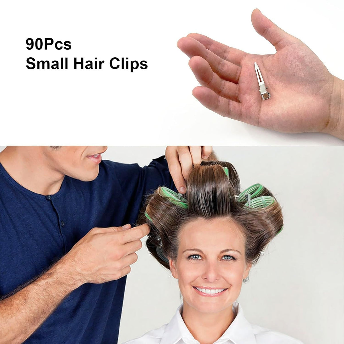 90Pcs Metal Duck Billed Hair Clips for Women Styling Sectioning, Silver Hair Pins for Long Hair, Alligator Curl Loc Clips for Thick Hair Roller, Salon, Bows DIY