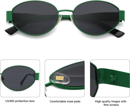 Retro Oval Sunglasses for Women Men Trendy Sun Glasses Classic Shades UV400 Protection SJ1217