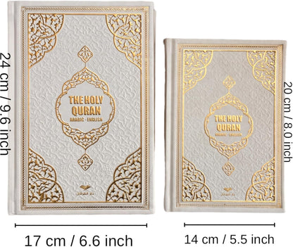 The Holy Quran:English Translation of the Noble Qur'An English Translate Thermo Leather Covered Quran| Quran Size:9.4*6.7 İnch/24*17Cm Great Ramadan Gifts for Muslim Men,Women,Child(White,Quran)