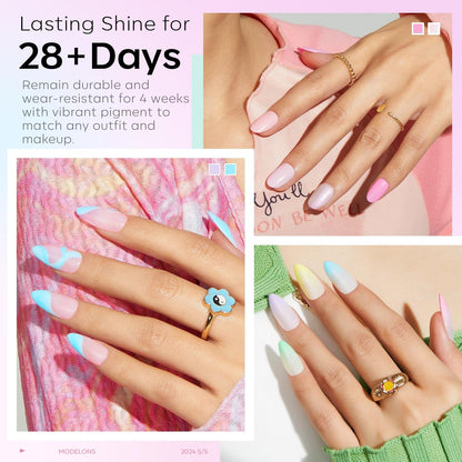 32Pcs Gel Nail Polish Set, 28 Colors 7ML Gel Polish Set with Glitter & Glossy & Matte Gel Top + Base Coat Pastel Macaron Colors, 2024 Spring Gel Polish Kit Trendy Nail Art for Women Girls