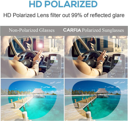 Polarized Sunglasses for Women UV Protection Ultra-Lightweight Comfort Metal Frame Driving Glasses CA3210