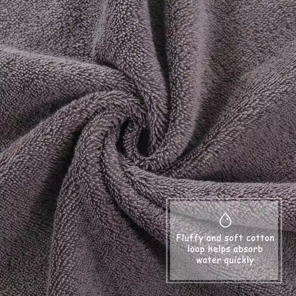 6-Piece Gray Highly Absorbent Cotton Quick Drying Bath Towel Set