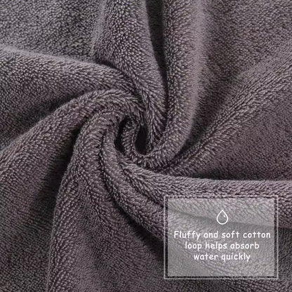 6-Piece Gray Highly Absorbent Cotton Quick Drying Bath Towel Set