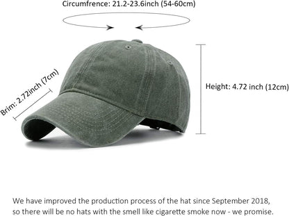 Men Women Washed Distressed Twill Cotton Baseball Cap Vintage Adjustable Dad Hat