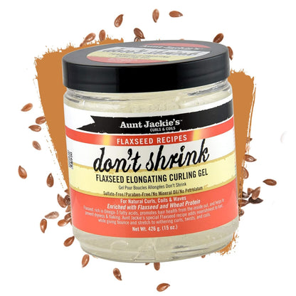 Flaxseed Recipes Don'T Shrink Elongating Hair Curling Gel for Natural Curls, Coils and Waves, Helps Prevent Dryness and Flaking, 15 Oz