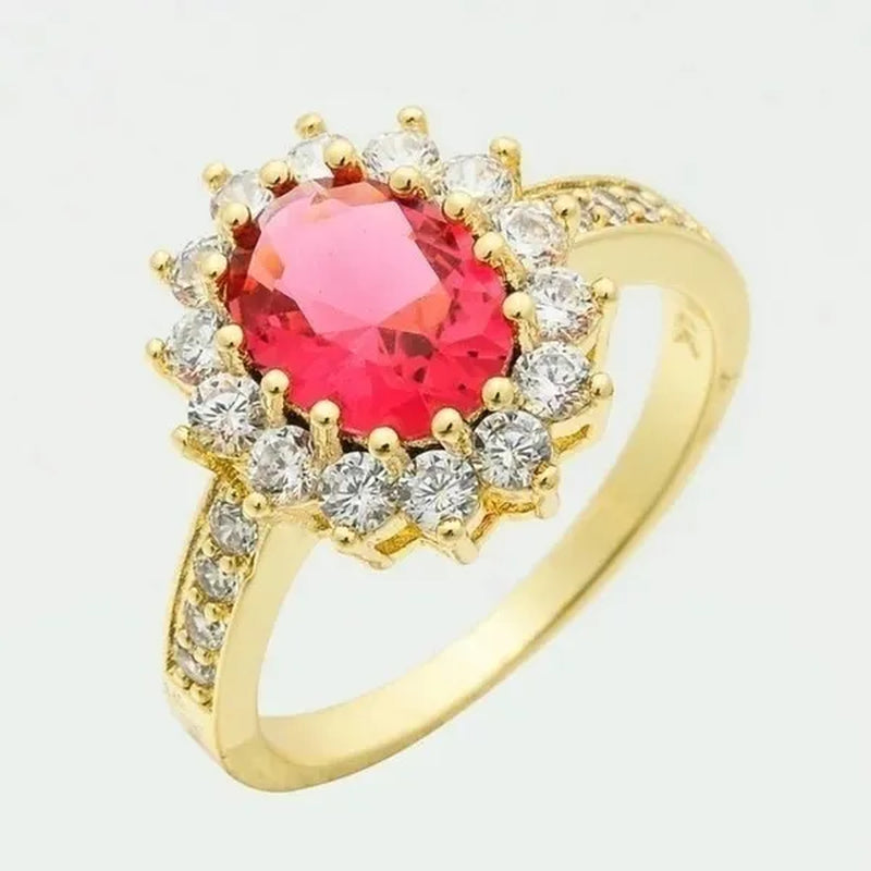 Natural 3.26ct Ruby Diamond 14k Yellow Gold Ring Size6-10