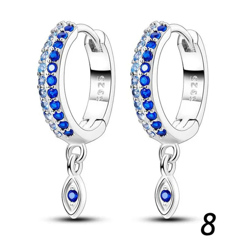 New 925 Sterling Silver Sparkling Two-Tone Zircon Stud Earrings European Fashion Women's Jewelry Earrings