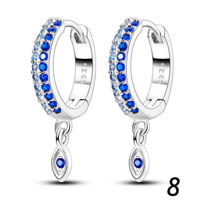 New 925 Sterling Silver Sparkling Two-Tone Zircon Stud Earrings European Fashion Women's Jewelry Earrings