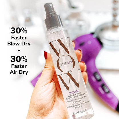 COLOR WOW Speed Dry Blow Dry Spray – Cut Blow Dry Time by 30% | Heat Protectant, Prevent Breakage | Cruelty-Free & Gluten-Free