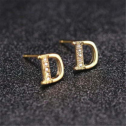 New Diamond Letter  Stud Earrings Women Fashion Earrings 26 Letters A-Z