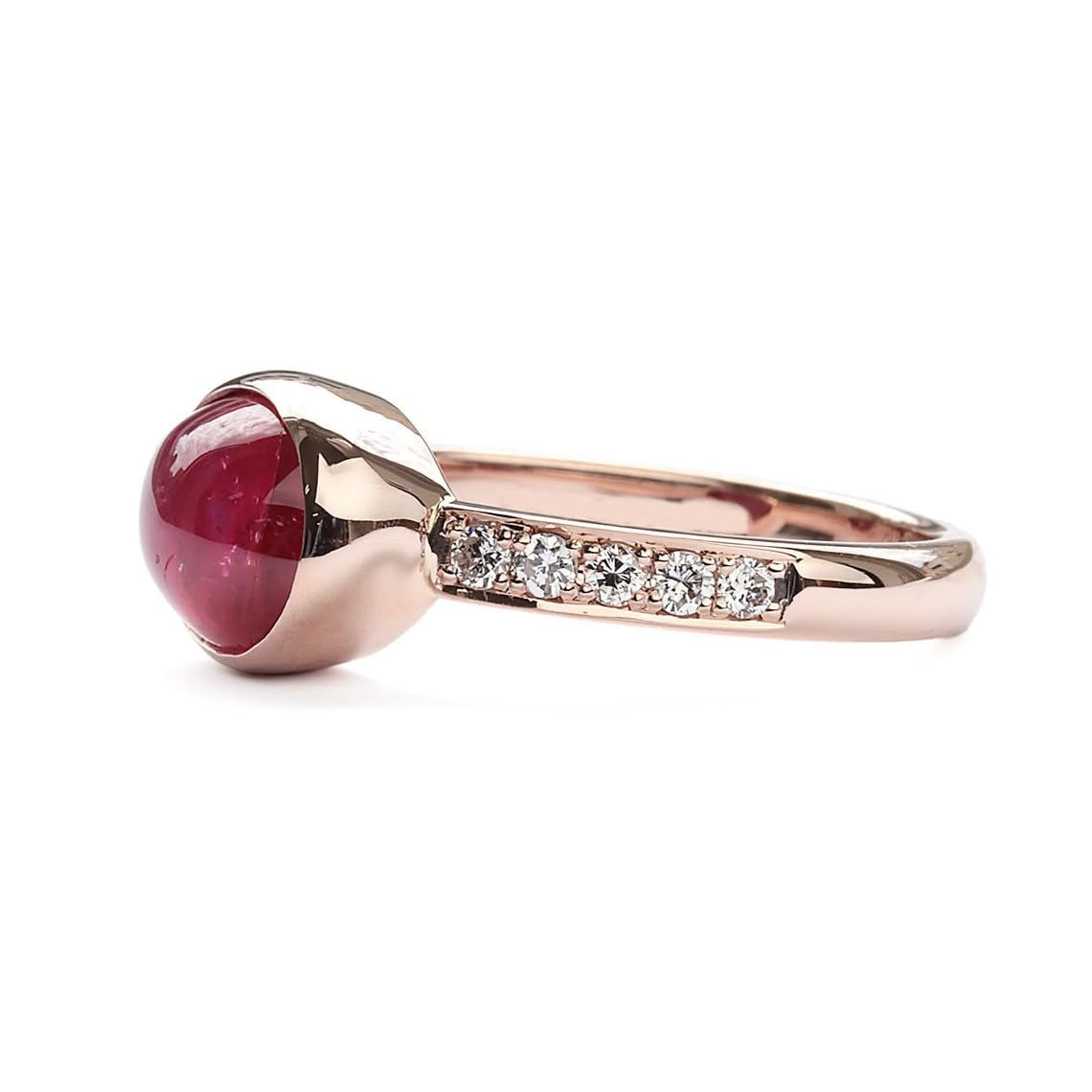 Thailand Ruby Cabochon Wedding 14K Ruby Diamond Ceremony Ring Women Valentine Gifted Ruby Vintage Ring Bezel Setting Ruby Proposal 14K Ring.