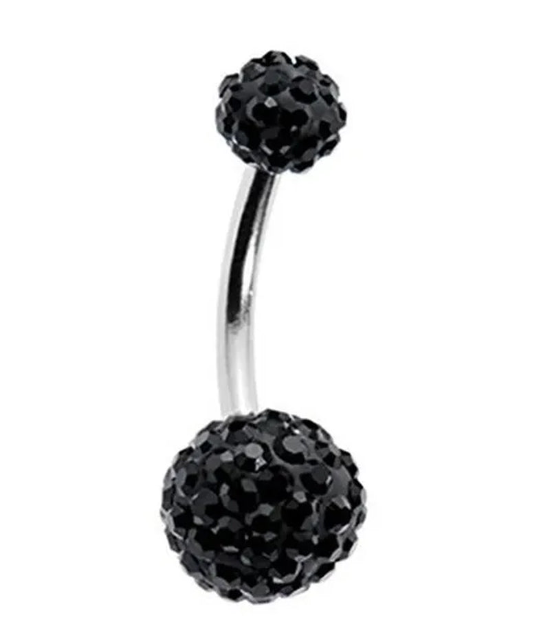 2016 Big Sale 8mm&5mm Crystal Disco Ball Imbue Diamond  316L medical steel material Stainless Steel Belly Button Navel Ring Body Piercing