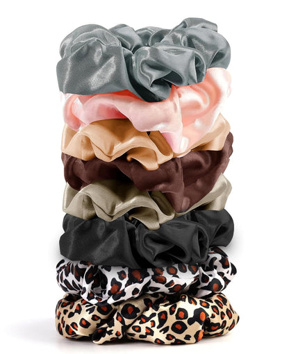 8 Pack Hair Ties Silk Scrunchies for Women Soft Satin Hair Scrunchies Elastic Hair Ties No Damage Ponytail Holders Rubber Bands Hair Accessories Gifts (Mix Color a (8 Pack))