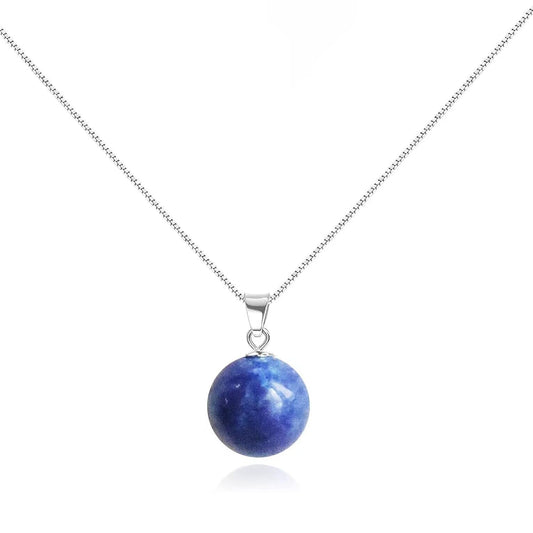 Adjustable 925 Sterling Silver Plated with 18K White Gold Lapis Lazuli Necklace for Women - Handmade Crystal Pendant Jewelry | December Birthstone(Lapis-Lazuli)