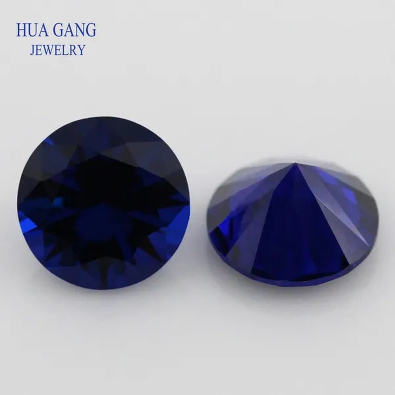 114# Deep Blue Spinel Stone  Color  High Quality Synthetic Round Brilliant Cut Gems Size 0.8-10mm For Jewelry