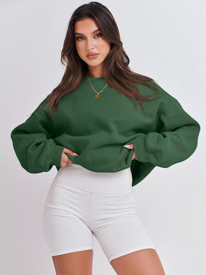 Women'S Sweatshirts Hoodies Crewneck Oversized Fleece Pullover Sweaters Cute Top Y2K Teen Girls Preppy Clothes 2024
