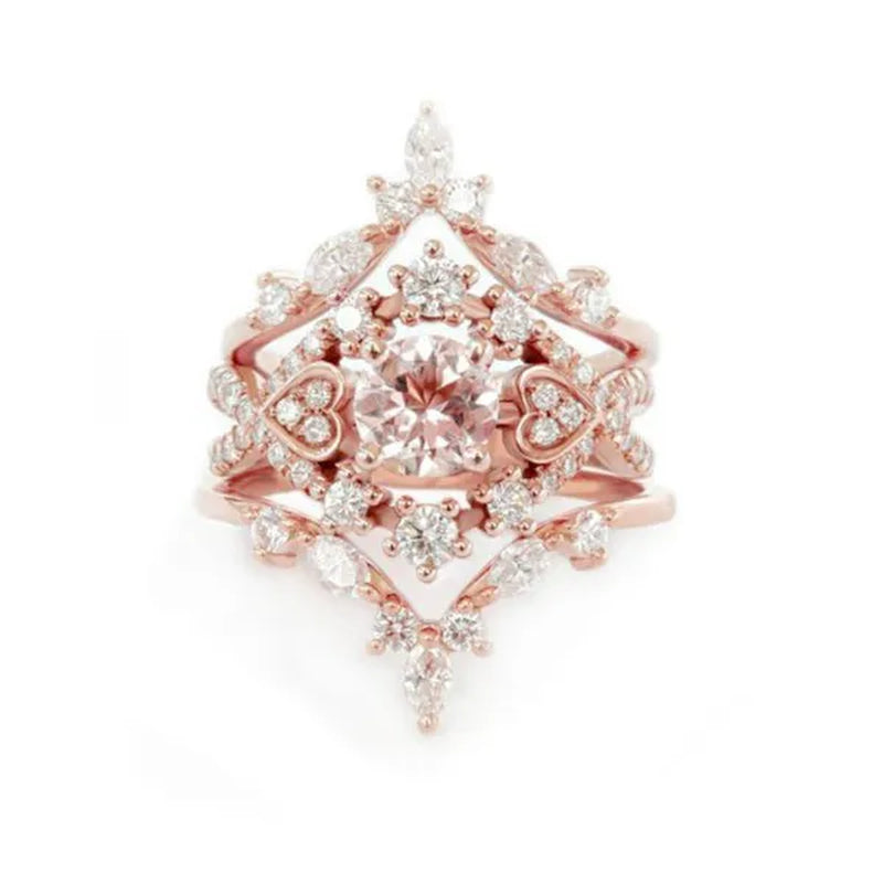 Exquisite Ladies Fashion Jewelry Anniversary Promise Gift Princess Party Rings Bridal Engagement Wedding Ring Set Size 5-11