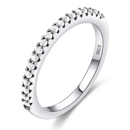 CANDICE Simple Sterling Silver Plated Eterity Wedding Ring Pave Natural Rose Red Green Blue Cubic Zirconia Stackable Rings Fashion Jewelry for Women Engagement Gift（US SIZE 6-9）