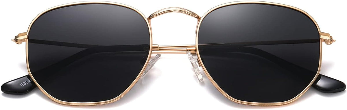Polarized Hexagon Sunglasses for Women Men Polygon Square Sun Glasses UV400 Protection Metal Frame